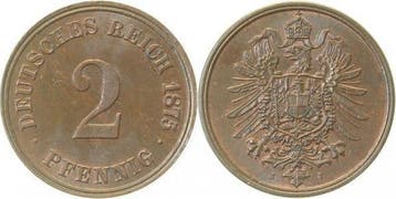 Duitsland 2 Pfennig 1875 J prfr/f prfr J 002, Verzenden