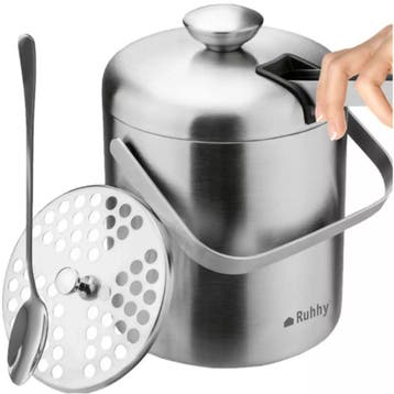 Ruhhy Dubbelwandige RVS ijsbucket 1,3 l met tang, lepel,..., Ophalen of Verzenden, Nieuw