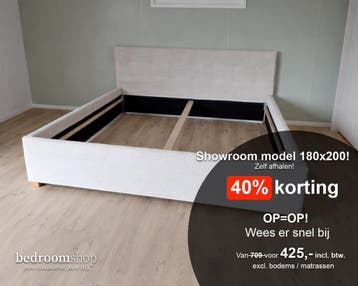 Showroommodel - Stoffen bed 180x200 - 40% korting! » €425,-, Ophalen, Tweepersoons, Zo goed als nieuw, 180 cm