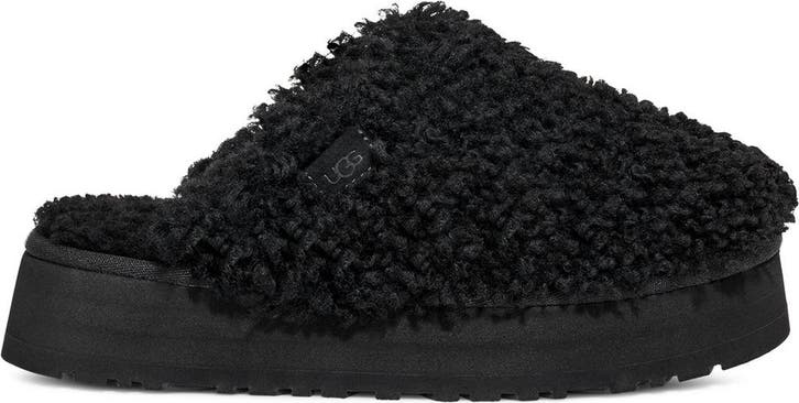 UGG - Maat 41 - W Maxi Curly Platform Dames Sloffen - Black, Kleding | Dames, Schoenen, Verzenden
