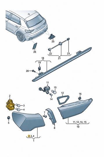 Audi A1 (GB) fitting achterlicht - rechtsachter, Auto-onderdelen, Ophalen of Verzenden, Nieuw, Audi