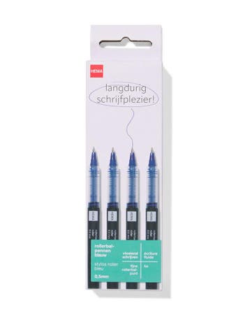 HEMA Rollerbalpennen 0.5mm blauwschrijvend - 4 stuks, Verzenden, Nieuw