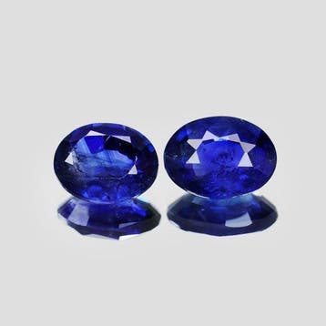 2 pcs Blauw Saffier - 2.31 ct - nternational Colored, Nieuw