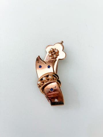 Broche - 9 kt. Roségoud - Parel