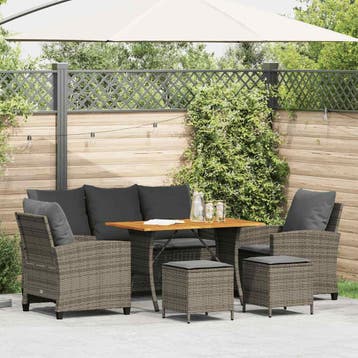 vidaXL 6-delige Loungeset met kussens poly rattan grijs, Verzenden, Nieuw, Loungeset