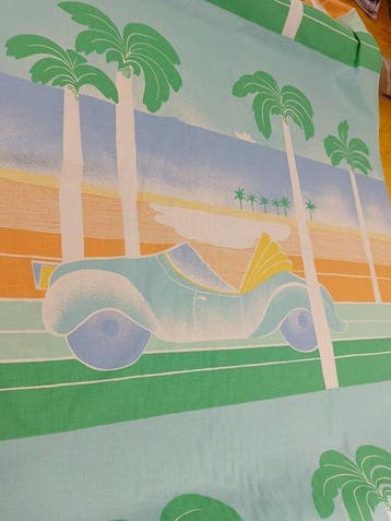 Prachtige Boras vintage katoen in pasteltinten. - Textiel -