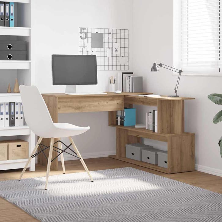 vidaXL Hoekbureau 200,5x50x76 cm bewerkt hout artisanaal, Huis en Inrichting, Bureaus, Nieuw, Verzenden