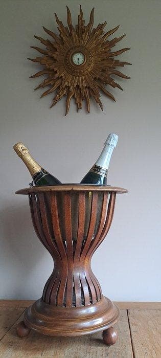 Champagne koeler - Mahoniehout/Koper, Antiek en Kunst