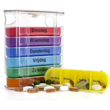 Pillendoosje 7 daags / 4 vakjes per dag - MULTICOLOR, Ophalen of Verzenden, Nieuw