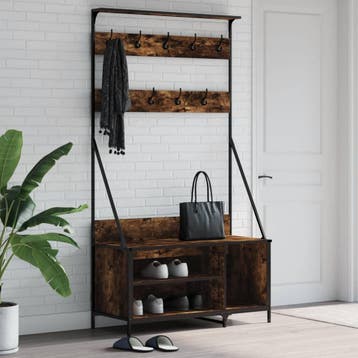 vidaXL Kledingrek met schoenenrek 100x41x184 cm gerookt, Verzenden, Nieuw