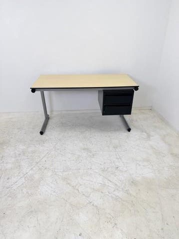 Ahrend vast bureau met ladenblok 160x80 volkern blad, Vergader- of Presentatieruimte, Ophalen of Verzenden, Gebruikt, Bureau