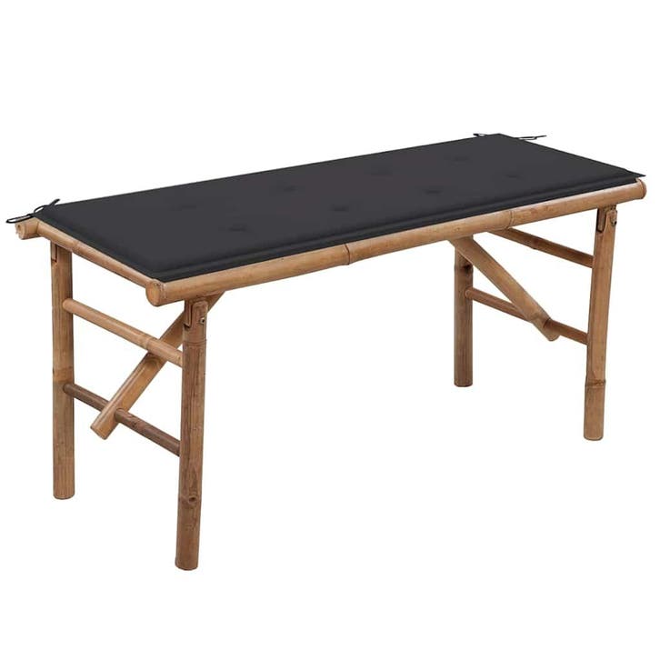 vidaXL Tuinbank inklapbaar met kussen 118 cm bamboe, Tuin en Terras, Tuinbanken, Nieuw, Hout, Verzenden
