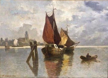 Friedrich Schlüter (XIX) - Bateaux en rade