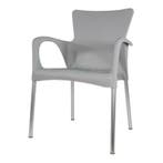 Stapelbare stoelen kunststof met armleuning grijs en zwart, Ophalen of Verzenden, Nieuw in verpakking, Meubilair