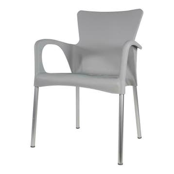 Stapelbare stoelen kunststof met armleuning grijs en zwart, Ophalen of Verzenden, Nieuw in verpakking, Meubilair
