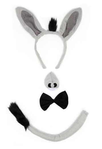 KIMU® Ezel Haarband Oren Strik Neus Staart Diadeem Set Grijs, Ophalen of Verzenden, Nieuw, Carnaval, Accessoires