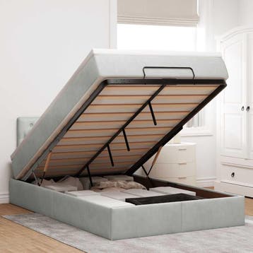 vidaXL Ottoman bed met matras 120x200 cm fluweel lichtgrijs, Verzenden, Nieuw, Twijfelaar, 120 cm