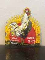 Vintage emaille reclamebord - Tweedle Chicks - haan -