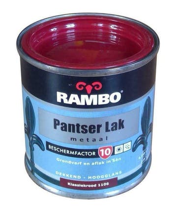 Rambo Pantserlak Klassiek Rood voor Metaal Hoogglans 250 ml, Nieuw, Ophalen of Verzenden, Lak, Minder dan 5 liter