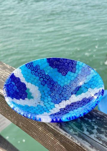 Kom - Muranoglas - Tafelstuk Murrina 15 cm, Antiek en Kunst, Antiek | Glas en Kristal