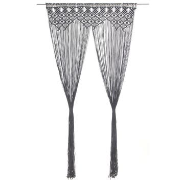 vidaXL Gordijn macramé 140x240 cm katoen antraciet, Huis en Inrichting, Verzenden, Nieuw