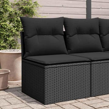 vidaXL Tuinbank zonder armleuningen met kussens zwart poly, Verzenden, Nieuw
