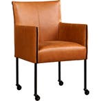 Leren eetkamerstoel More - Vintage Cognac (cognac) - Poten, Ophalen of Verzenden, Nieuw, Leer, Bohemian, Industrieel, Modern, Scandinavisch