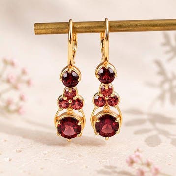 Zonder minimumprijs - Oorbellen Zilver - Garnet -, Nieuw