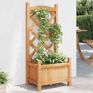 vidaXL Plantenbak met latwerk 40x30x90 cm massief vurenhout, Verzenden, Minder dan 60 cm, Nieuw, 60 cm of meer