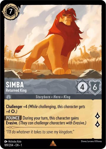 [189/204] - SIMBA - Returned King ENG NON-FOIL [M/NM], Verzamelen, Disney, Ophalen of Verzenden, Nieuw