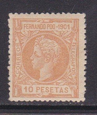Fernando Poo 1901 - Alfonso XIII - Edifil 109 - 10p sepia -, Gestempeld