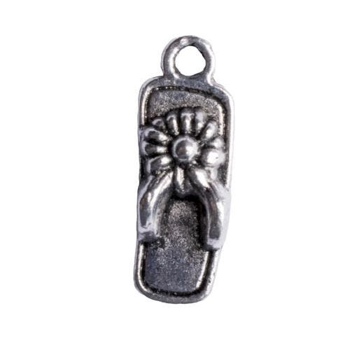 5 x metalen bedel slipper met bloem zilver kleur (Bedels), Hobby en Vrije tijd, Kralen en Sieraden maken, Bedel, Nieuw, Ophalen of Verzenden