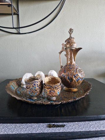 Koffieservies - Tin - Decoratieve koffieset