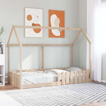 vidaXL Bedhuis massief grenenhout 90x190 cm, 90 cm, Eenpersoons, Bruin, Verzenden