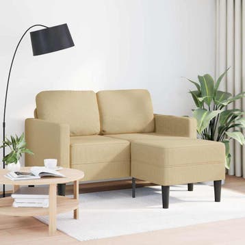 vidaXL 2-zitsbank met chaise L-vorm 125 cm linnen grijsgroen, Verzenden, Minder dan 150 cm, Stof, Nieuw