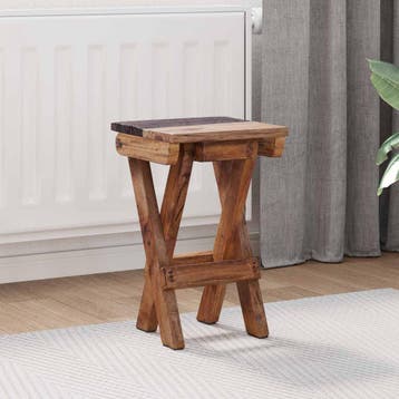 vidaXL Kruk Naturel 30 x 30 x 48 cm Massief gerecycled hout, Verzenden, Nieuw, Bruin