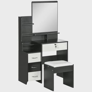 Stijlvolle Kaptafel met Verlichte Spiegel, Ottomaan en Veel, Verzenden, Nieuw
