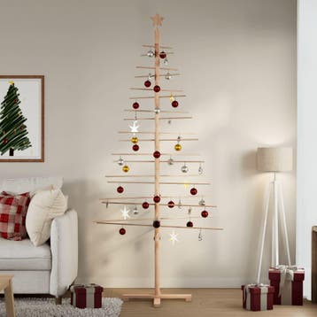 vidaXL Kerstdecoratie kerstboom 210 cm massief grenenhout, Diversen, Verzenden, Nieuw