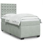 vidaXL Boxspring met matras fluweel lichtgrijs 90x200 cm, Huis en Inrichting, Slaapkamer | Bedden, 90 cm, Eenpersoons, Verzenden