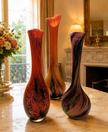 Vaas (3) - Berluze - Glas, marmerglas, gelaagd glas