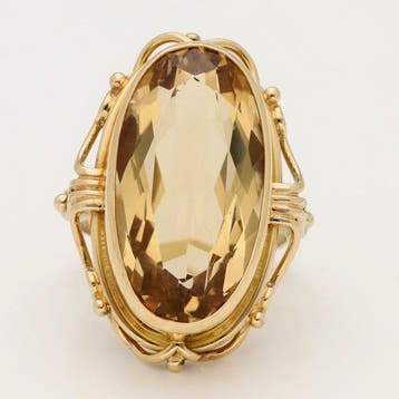 Ring - 14 karaat Geel goud Citrien, Sieraden, Tassen en Uiterlijk, Ringen, Nieuw