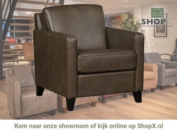 Leren fauteuil Smart - Granada Ash (grijs/bruin) - Poten, Nieuw, Ophalen of Verzenden, Bohemian, Eigentijds, Modern, Retro, 50 tot 75 cm