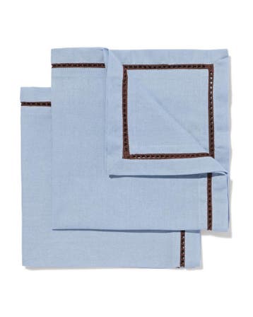 HEMA Servetten 47x47cm katoen blauw-bruin - 2 stuks, Verzenden, Nieuw