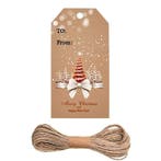 100 x Bruine kartonnen labels kerst - Afm. 5x3cm - Merri..., Ophalen of Verzenden, Nieuw