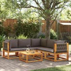 vidaXL 6-delige tuinbankset met kussens acaciahout & touw, Verzenden, Nieuw, Hardhout