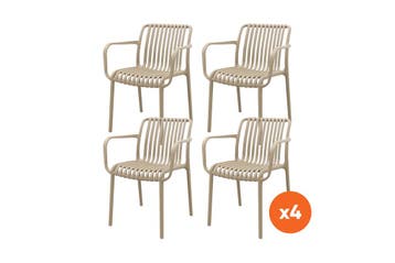 Set van 4 - Stripe stapelbare tuinstoel - Taupe, Tuin en Terras, Tuinsets en Loungesets, Verzenden, Nieuw, Overige materialen