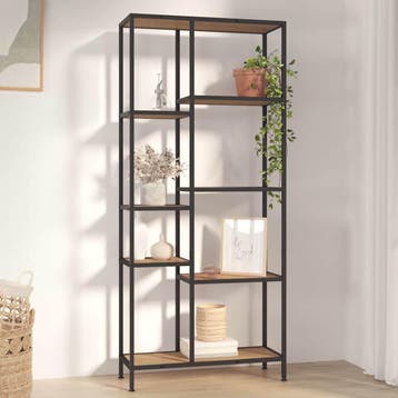 vidaXL Boekenkast 80x30x180 cm staal en bewerkt hout, Huis en Inrichting, Minder dan 50 cm, Verzenden, Nieuw, 150 tot 200 cm