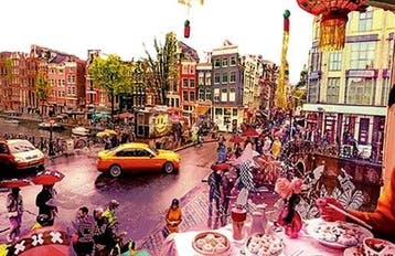 A6 lenticular postcard 3d Damstraat, Amsterdam, Ophalen of Verzenden, Gelopen