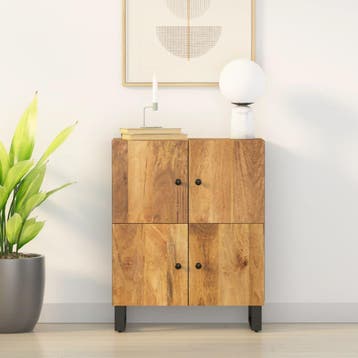 vidaXL Dressoir met 4 deuren 60x33x75 cm massief mangohout, Verzenden, Nieuw, 50 tot 100 cm, 25 tot 50 cm