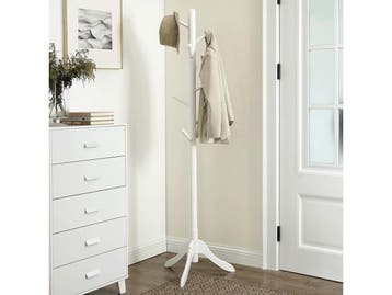 Veiling - Kapstok massief hout wit 8 haken, Nieuw